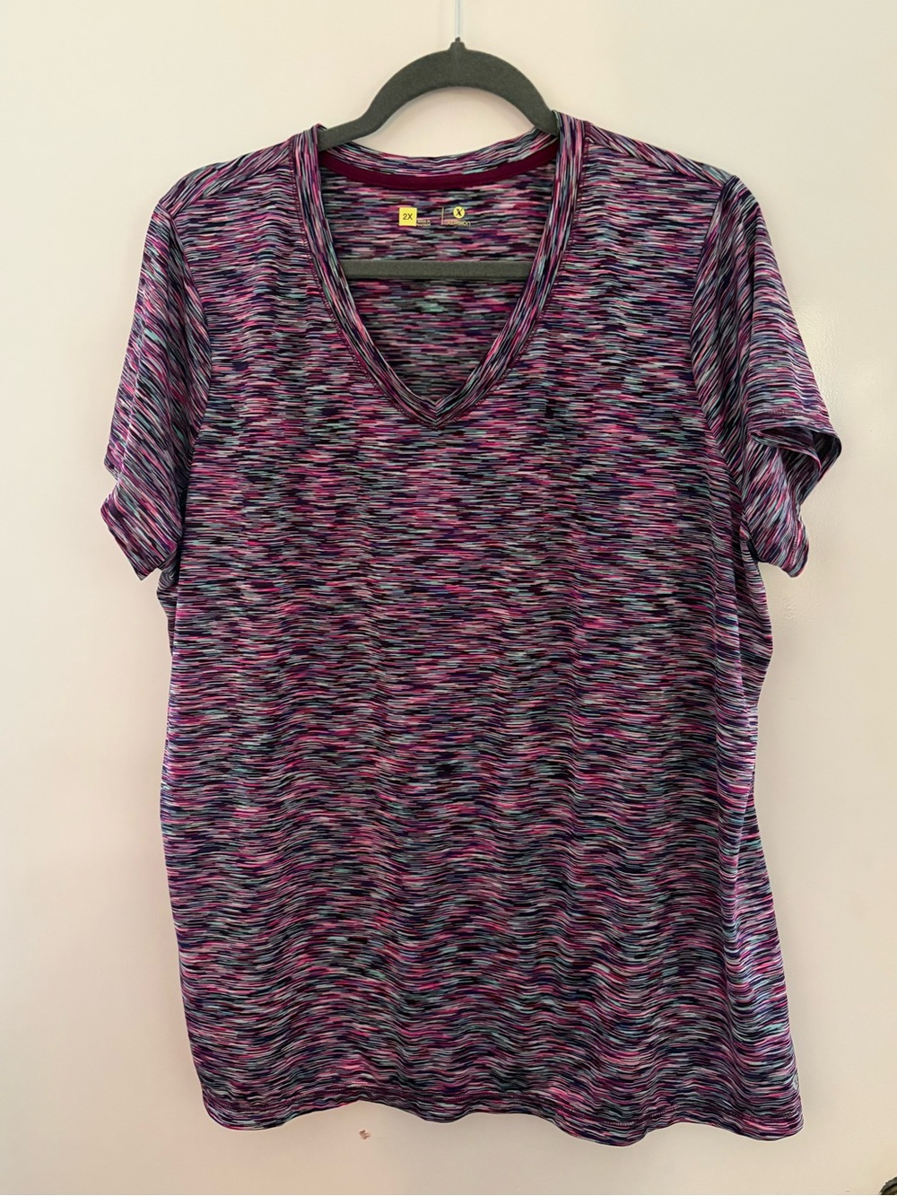 Xersion V-Neck Short Sleeve Tee - Purple Multi